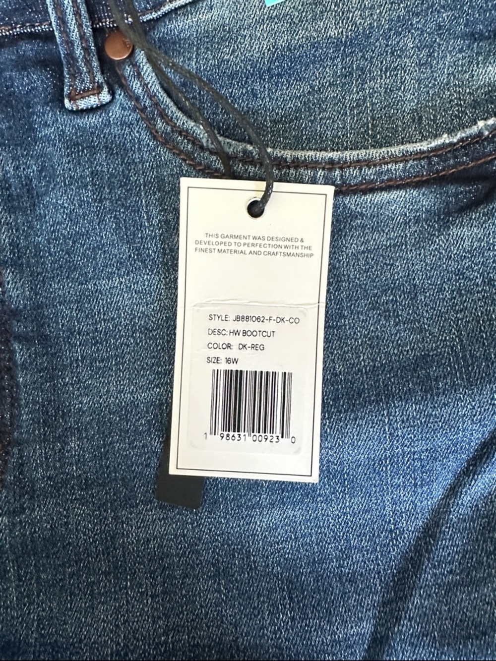 Judy Blue Indigo Straight Leg Jeans with Leather Patch - Picture 3 of 4